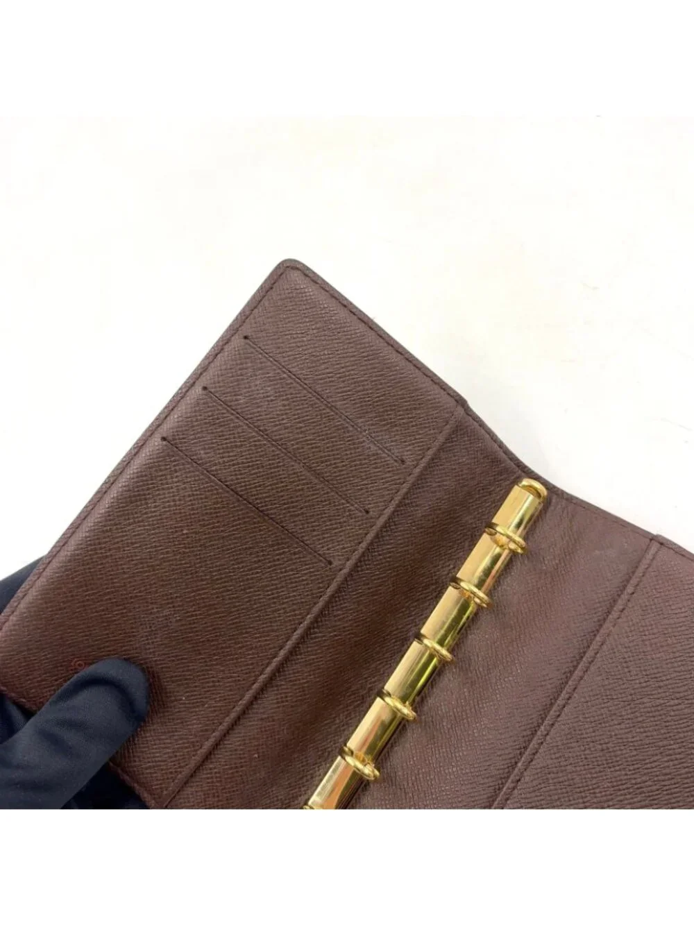 Louis Vuitton Agenda PM Damier Leather Brown Notebook Cover Gold